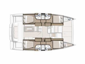 Bali 4.2 Catamaran Charter Greece Layout