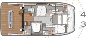 Fountaine Pajot MY 44 Power Catamaran Charter Greece Layout