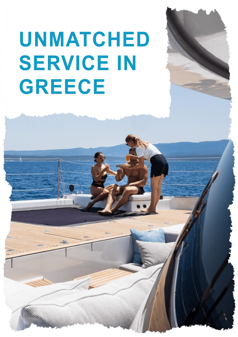 UNMATCHED SERVICE Catamarans Charter Greece New Min Unmatched Service Greece